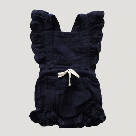Jamie Kay 1year Navy Blue Ruffled Baby Romper - Picture 1 of 2